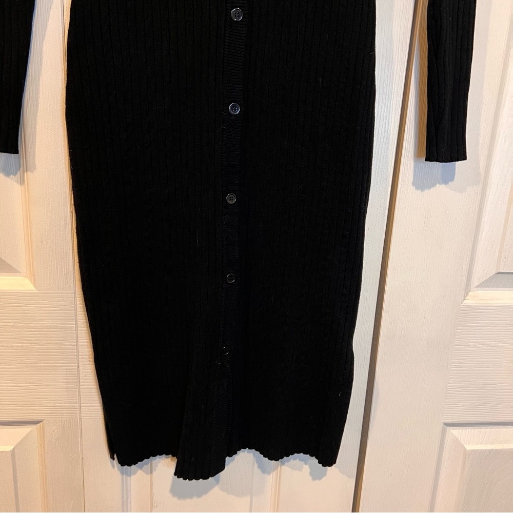 🩷 Marled Black Button Down Sweater Dress - size Small (00848) - Picture 3 of 8